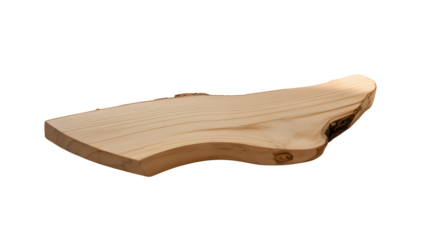 A wooden object with a unique shape and texture on a black background