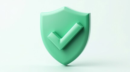 3D Yellow Shield with Check Mark Icon &ndash; Security, Protection and Verification Concept