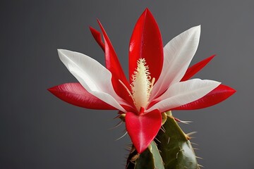 Bright Red and White Christmas Cactus Flower