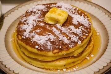 Fluffy and golden pancakes stacked high, served with syrup, butter, or fresh fruits. A warm and comforting breakfast classic that&rsquo;s soft, sweet, and perfectly satisfying.