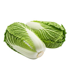 Two fresh napa cabbage heads, high quality PNG cutout ideal for food, agriculture, and healthy lifestyle designs. Isolated on white or transparent background. PNG format.