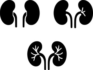 Icon, 3 kidney illustrations, silhouette, transparent background