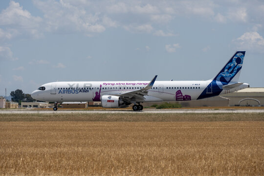 Moron, Spain - 3 May 23: Airbus Airbus A321 XLR on runway with unique livery