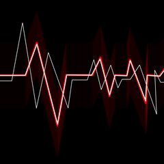 Motif cardio rouge sur fond noir.