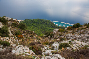 the view from above the image of the sea and the breakwater