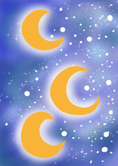 crescent moon and stars