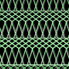 Motif papier peint vert sur fond noir.