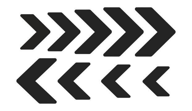 Dynamic Moving Arrow Symbol with right pointing chevron arrow styles, fast speed direction signs, modern directional arrows symbol for interface, signage, and visual communication.