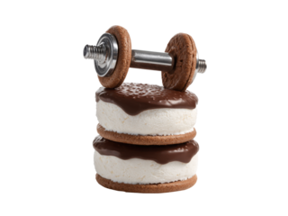 Chocolate Covered Ice Cream Sandwiches Stacked With Dumbbell coated, Isolated, Png Transparent Background