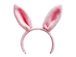 Plush pink bunny ears headband for festive occasions fluffy, Isolated, Png Transparent Background