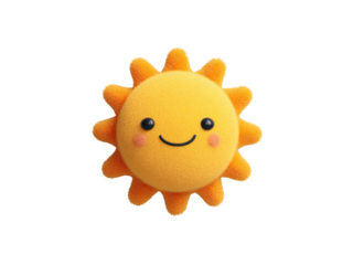 Cheerful fluffy sun with rosy cheeks and smiling face happy, Isolated, Png Transparent Background