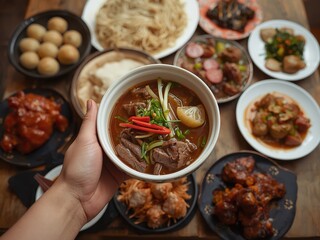 Delightful korean cuisine spread