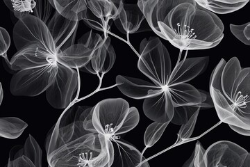 Delicate xray floral illustration revealing