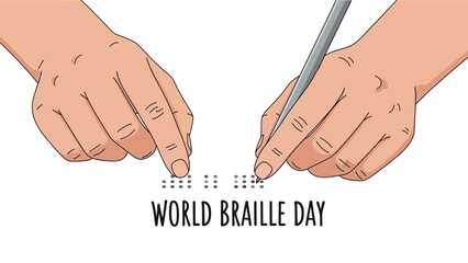 Braille Hands Celebrating World Braille Day, Disability Awareness