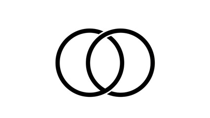 Minimalist Interlocking White Circles On Black Background