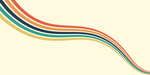 Abstract background of rainbow groovy Wavy Line design in 1970s Hippie Retro style. Vector pattern ready to use for cloth, textile, ilustrasion modern.