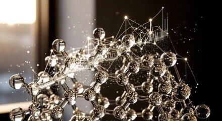 Graphene Structure with Data Visualization Overlay in Warm Tones