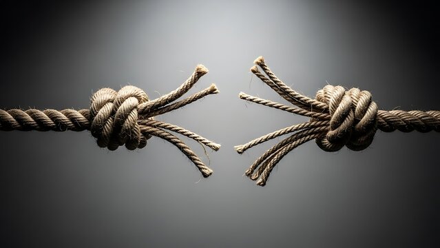 Two Broken Ropes with Knots on Transparent Background