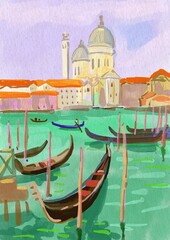 gondola in venice. Hand drawn picture. 