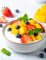 Healthy Yogurt Bowl With Fresh Berries And Mango