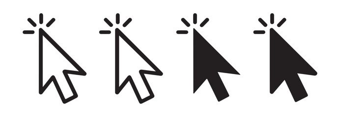Computer arrow pointer icon set digital cursor symbols for web interface design and user navigation