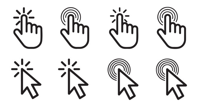 Cursor icon set hand pointer and mouse cursor for click action isolated on white background vector illustration