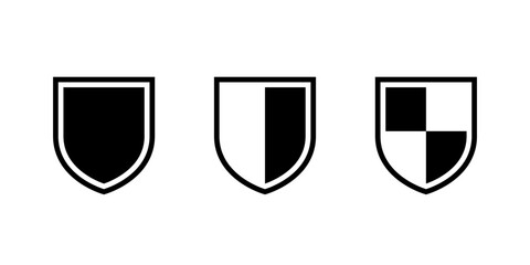 Shield icon set. Security and protection symbol. Privacy, safety, and defense sign