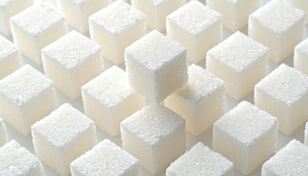 Close up of Stacked White Sugar Cubes with Textured Surface