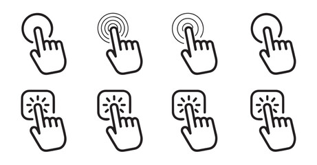 Fototapeta premium Touch screen hand gestures vector icons set hand cursor clicking pointer symbols for web application