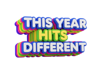 This Year Hits Different Colorful 3D Typography Illustration Expressing Fresh Mindset Change Motivation Energy Modern Optimism Concept ideal for modern motivation, branding, youth culture visuals.