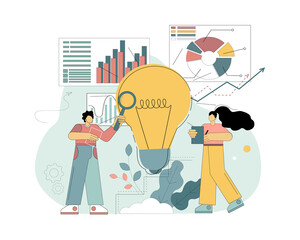 Concept for analysis of business ideas, business services, teamwork, template for a website.