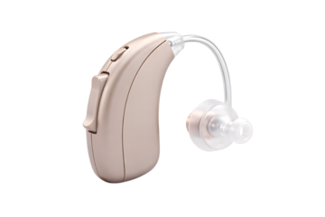 modern hearing aid isolated on white