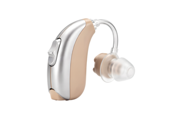 modern hearing aid isolated on white