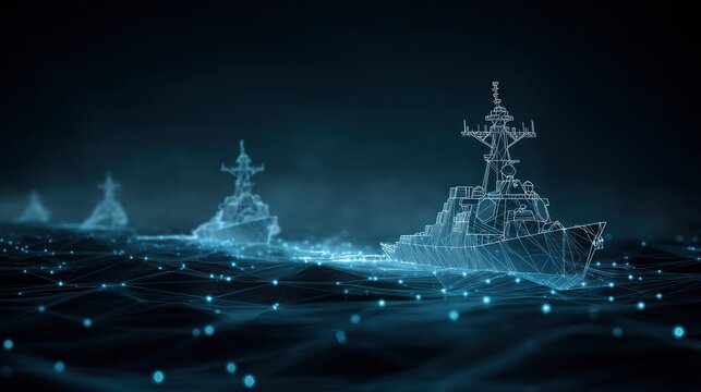 Abstract illustration of warships on a transparent background