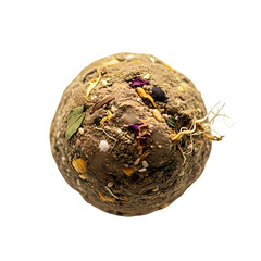 Earthy bath bomb with natural ingredients and herbs