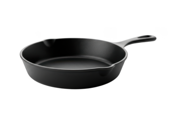 A cast iron skillet on transparent background, isolated and ready for cooking