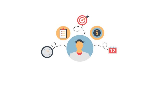 Business person with task list calendar target information clock represents goals schedule time