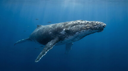 Fototapeta premium Majestic Humpback Whale Gliding in the Open Sea
