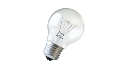 A light bulb is shown in a white background