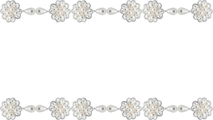 Elegant ornamental border design featuring intricate floral patterns and shimmering pearl-like accents, perfect for sophisticated invitations, certificates