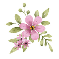 Naklejka premium Watercolor flowers, floral bouquet. Perfectly for print on greeting card, wedding invitation, poster. Hand drawing. Composition isolated on white.
