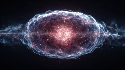 abstract visualization of quantum particle acceleration and nuclear fusion energy release from a futuristic reactor core