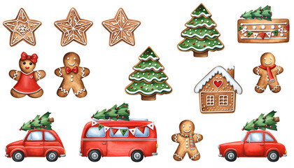 Watercolor Christmas Elements Collection Festive Holiday Illustrations.