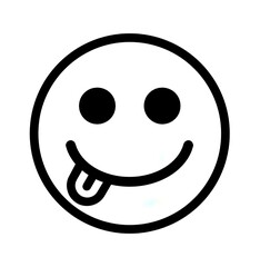 Fototapeta premium Tasty Face Icon – Playful Emoji with Tongue Outline Symbol