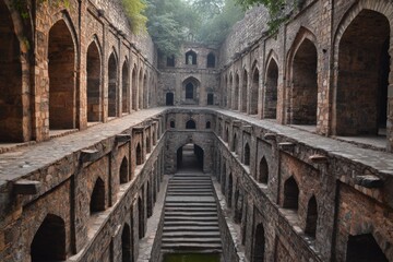 Fototapeta premium Agrasen Ki Baoli Ancient Stepwell in New Delhi India.