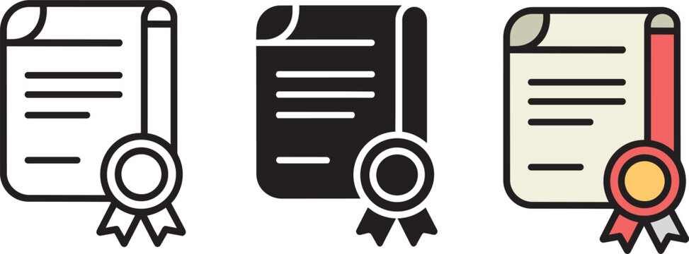 Certificate diploma icon with ribbon seal award document scroll vector design - Powered by Adobe
