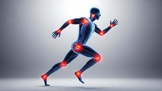 Human running with highlighted joints