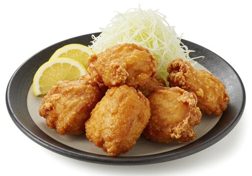 a plate of karaage japanese fried chicken golden