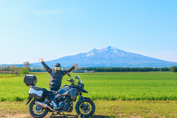 北海道ツーリング　斜里岳とバイク