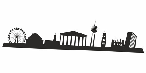 Obraz premium Urban Landscape Silhouette of a City Skyline Reflected on the Ground Plane Minimalist Style